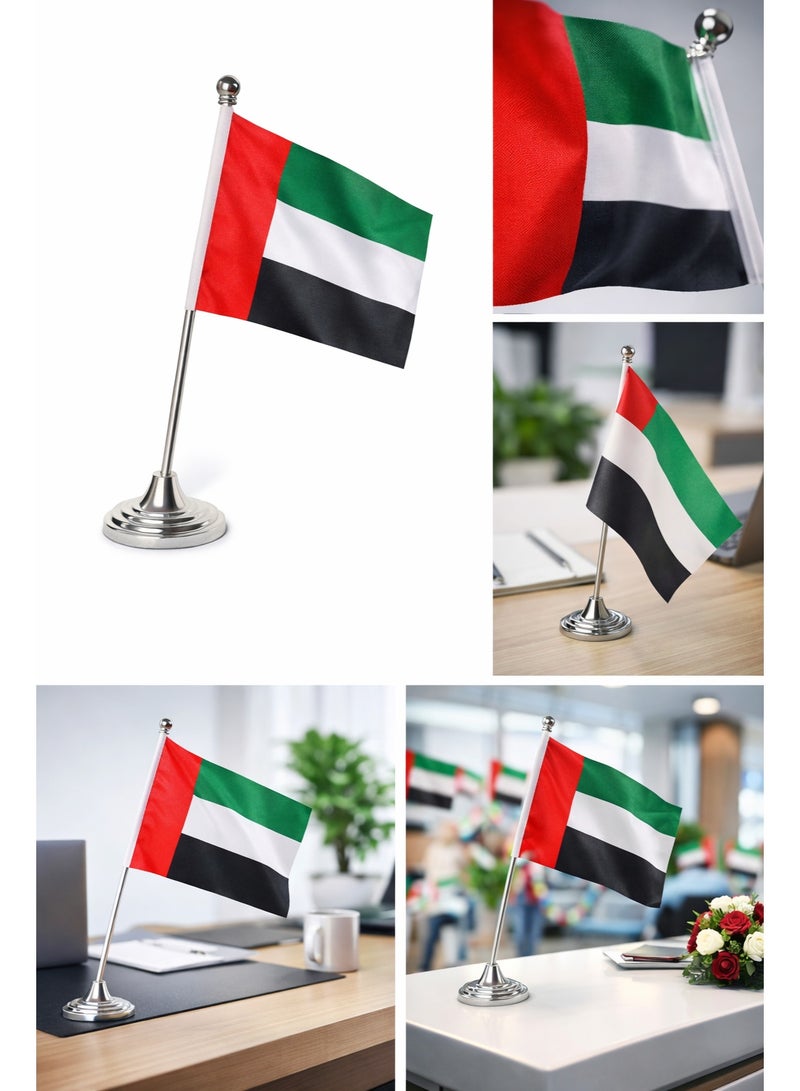 UAE Table Flag with Metal Stand – Premium Desk Flag – 30 cm – UAE National Flag Decoration for Office, Home & Events - Image 3