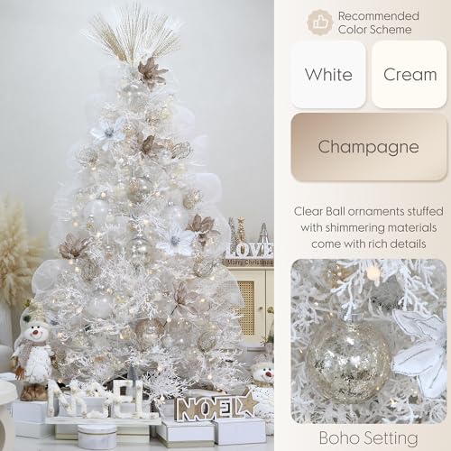 Sea Team Multi-Size Shatterproof Clear Plastic Christmas Tree Ball Ornaments Set, Decorative Hanging Transparent Xmas Baubles with Stuffed Delicate Decorations (48 Counts, Champagne) - Image 3