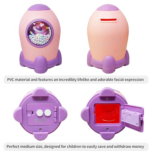 Parteet Space Shape Gullak Money Bank With Number Code Lock|Secure Piggy Bank For Kids & Adults|Unique Coin Savings Box|Ideal Gift With Password Protection,Coin Box For Kids (Assorted Colour) - Modern - Image 2