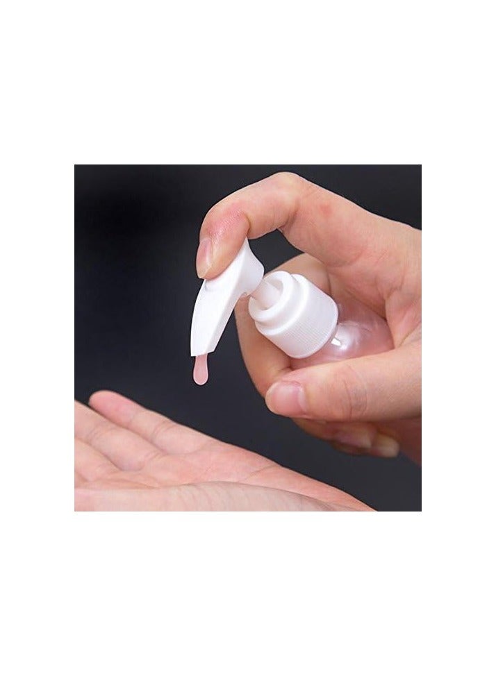 طقم 5 زجاجات وعلب للسفر بلاستيكية صغيرة فارغة قابلة لإعادة الملء بخاخ للضغط لمستحضرات التجميل ومستلزمات السفر مع شنطة تخزين (ابيض) - Image 5