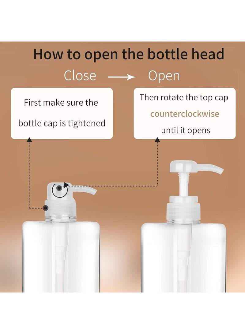 Oasisgalore Pump Bottle Dispenser 22oz/650ml Jansburg 2Pack Refillable Square Plastic Lotion Dispenser Empty Lotion Pump Bottle for Essential Oil Lotion, Shampoo, Bathroom Travel Clear  - Image 4