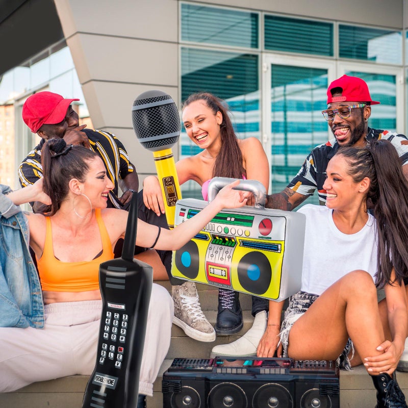 YOTHORN Inflatable Phone,Inflatable Radio Boombox Microphone,80s 90s Party Decorations,Hip Hop Music Themed Party Decorations,Rappers B-Boys Costume Accessory for Disco Retro Theme Party Decorations - Image 5