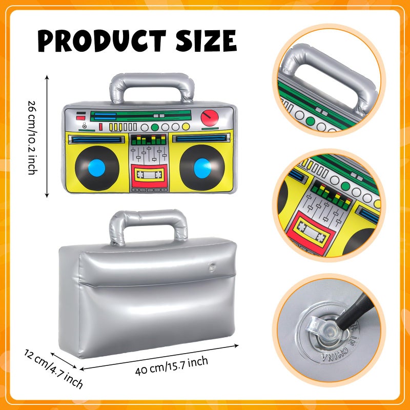 YOTHORN Inflatable Phone,Inflatable Radio Boombox Microphone,80s 90s Party Decorations,Hip Hop Music Themed Party Decorations,Rappers B-Boys Costume Accessory for Disco Retro Theme Party Decorations - Image 2