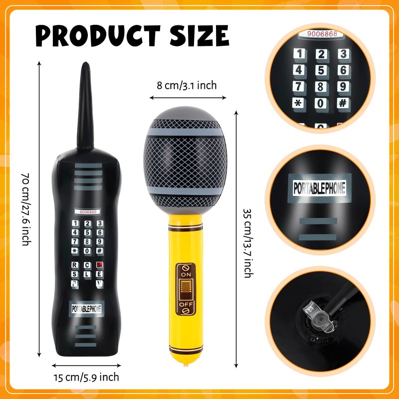 YOTHORN Inflatable Phone,Inflatable Radio Boombox Microphone,80s 90s Party Decorations,Hip Hop Music Themed Party Decorations,Rappers B-Boys Costume Accessory for Disco Retro Theme Party Decorations - Image 3