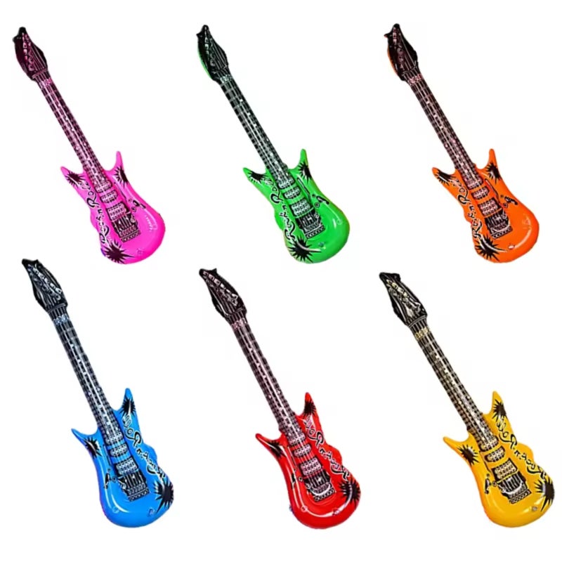 Inflatable Rock Star Toy Set 20 Pack Inflatable Guitars Microphones Shutter Shading Glasses Piano Saxophone - Thicker Plastic Reduces Leaking Risk Lightweight Portable Party Props for Birthday Party F - Image 3