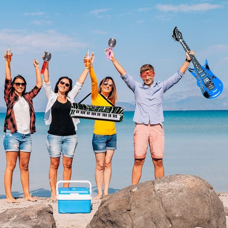 Inflatable Rock Star Toy Set 20 Pack Inflatable Guitars Microphones Shutter Shading Glasses Piano Saxophone - Thicker Plastic Reduces Leaking Risk Lightweight Portable Party Props for Birthday Party F - Image 5
