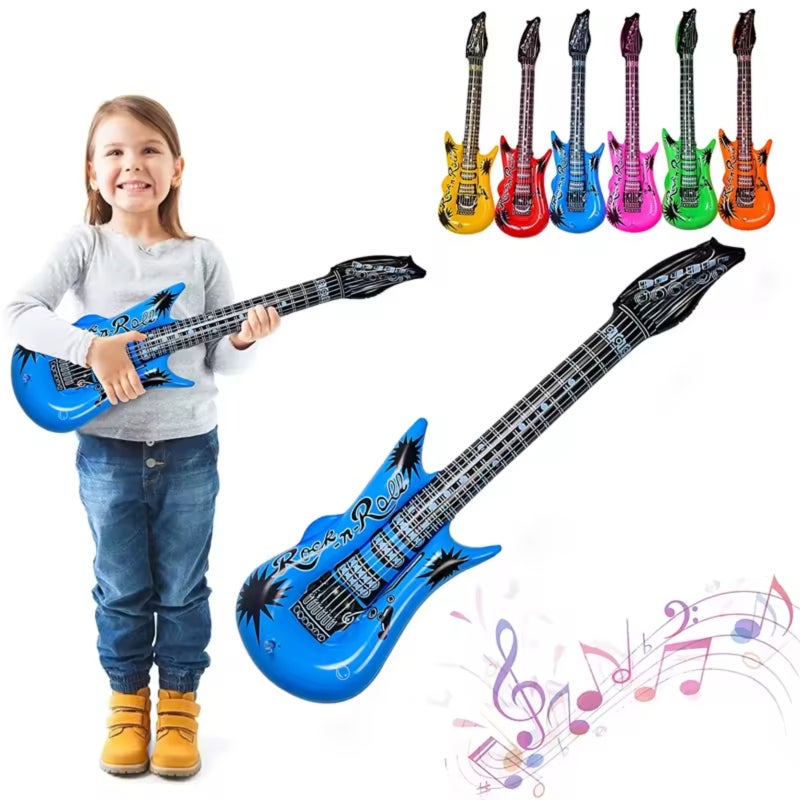 Inflatable Rock Star Toy Set 20 Pack Inflatable Guitars Microphones Shutter Shading Glasses Piano Saxophone - Thicker Plastic Reduces Leaking Risk Lightweight Portable Party Props for Birthday Party F - Image 2