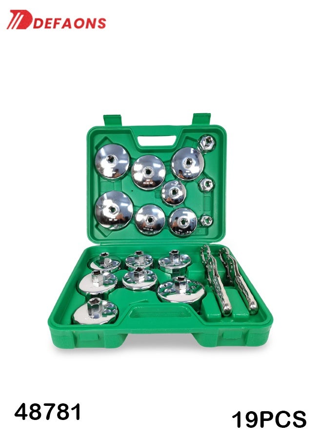 DEFAONS 19PCS 48781 Adjustable Oil Filter Wrench Set – Includes 2PCS Adjustable Serrated Wrenches, Cup-Type Wrenches, & Filter Sockets, Durable Stainless Steel, Fits Various Vehicle Oil Filters, Ergonomic Handles, Rust-Resistant, Ideal for Cars, Trucks, & Motorcycles - Image 1