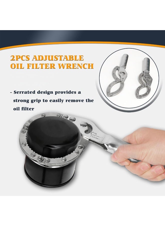 DEFAONS 19PCS 48781 Adjustable Oil Filter Wrench Set – Includes 2PCS Adjustable Serrated Wrenches, Cup-Type Wrenches, & Filter Sockets, Durable Stainless Steel, Fits Various Vehicle Oil Filters, Ergonomic Handles, Rust-Resistant, Ideal for Cars, Trucks, & Motorcycles - Image 5