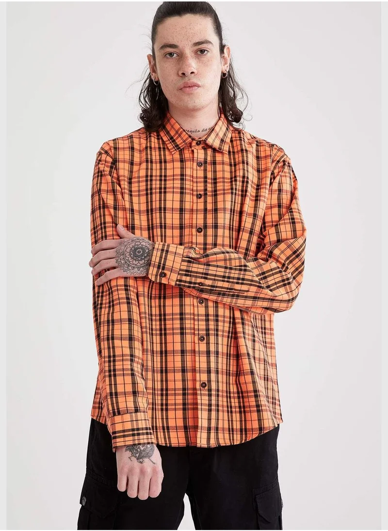 DeFacto Regular Fit Plaid Long Sleeve Shirt