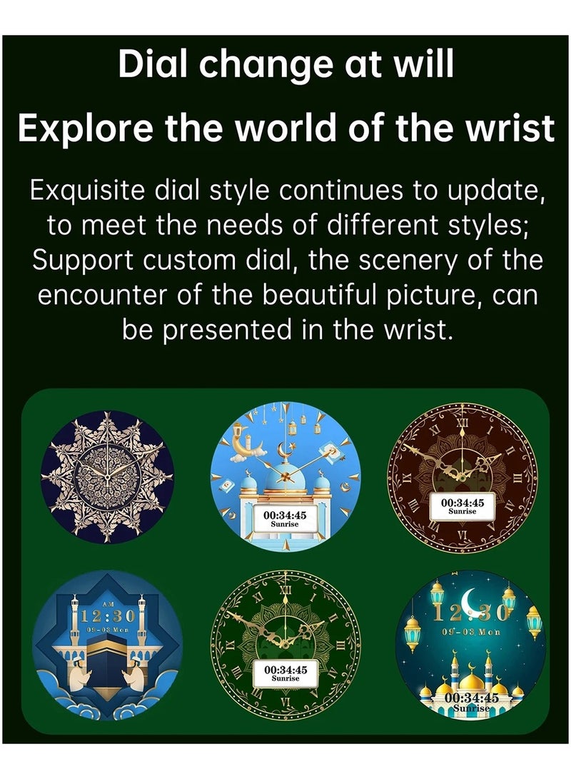 AROAQ Smart Watch for Muslim Azan Wrist Watch for Men Women With Ramadan Prayer Time Watch Compass Support for Android IOS - Image 4