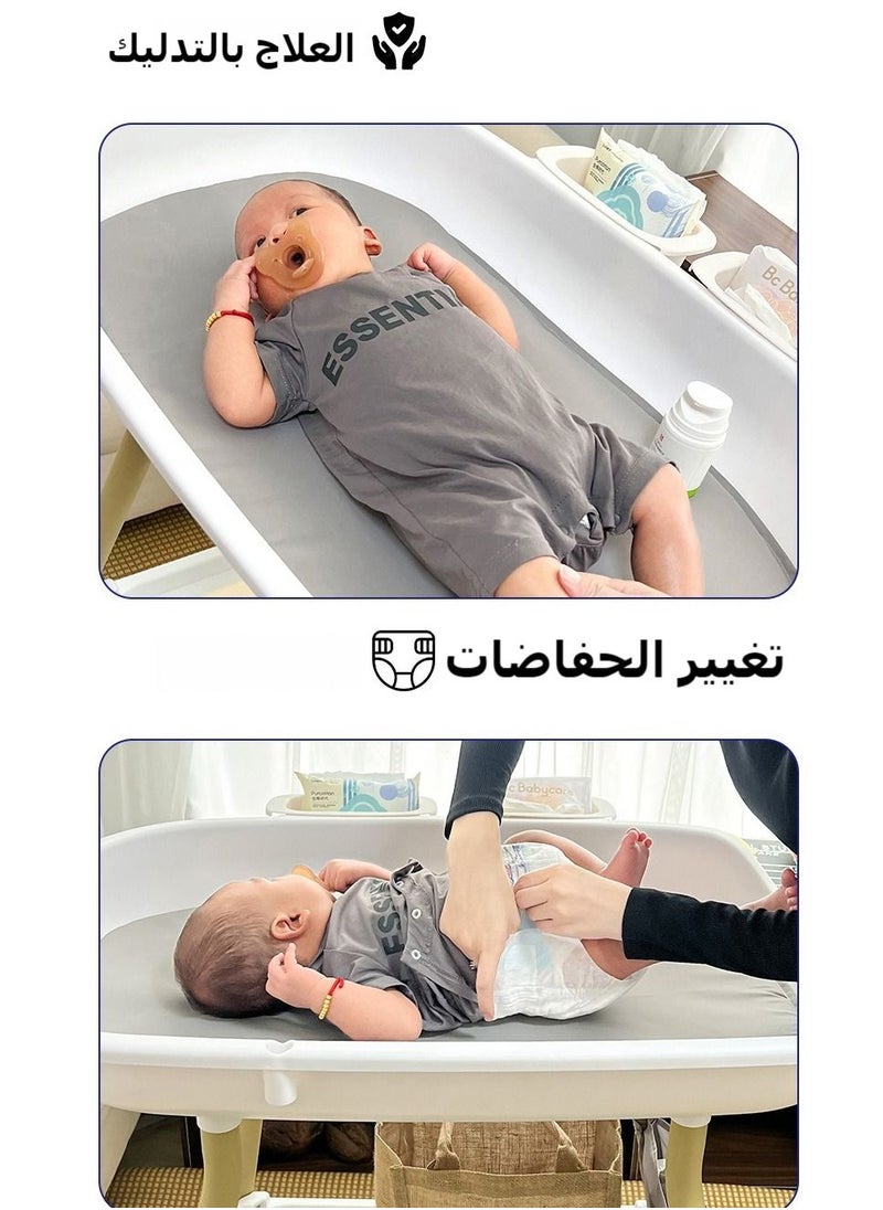شو وو - طاولة تغيير حفاضات الأطفال الفاخرة مع وسادة تغيير ارتفاعها قابل للتعديل مع منظم حضانة ورف تخزين كبير للأطفال حديثي الولادة والرضع - Image 1