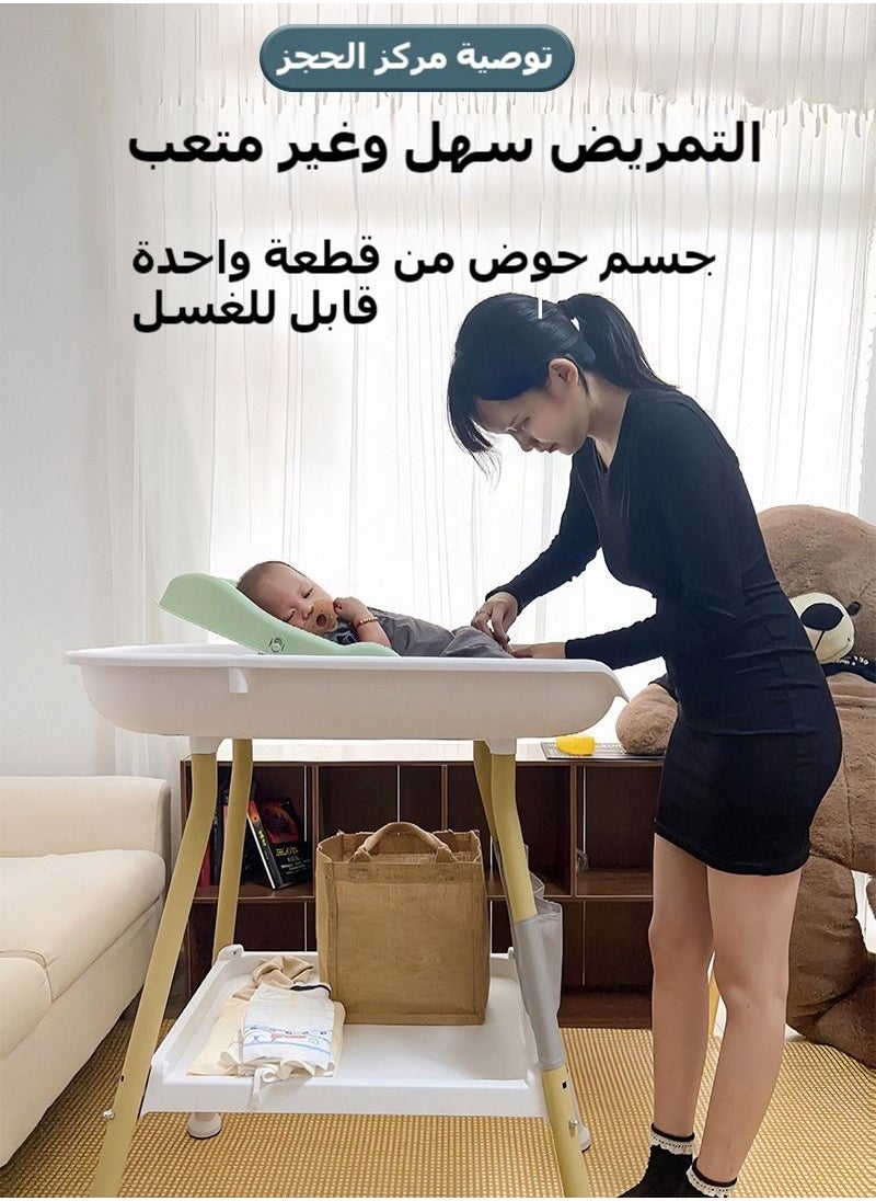 شو وو - طاولة تغيير حفاضات الأطفال الفاخرة مع وسادة تغيير ارتفاعها قابل للتعديل مع منظم حضانة ورف تخزين كبير للأطفال حديثي الولادة والرضع - Image 1