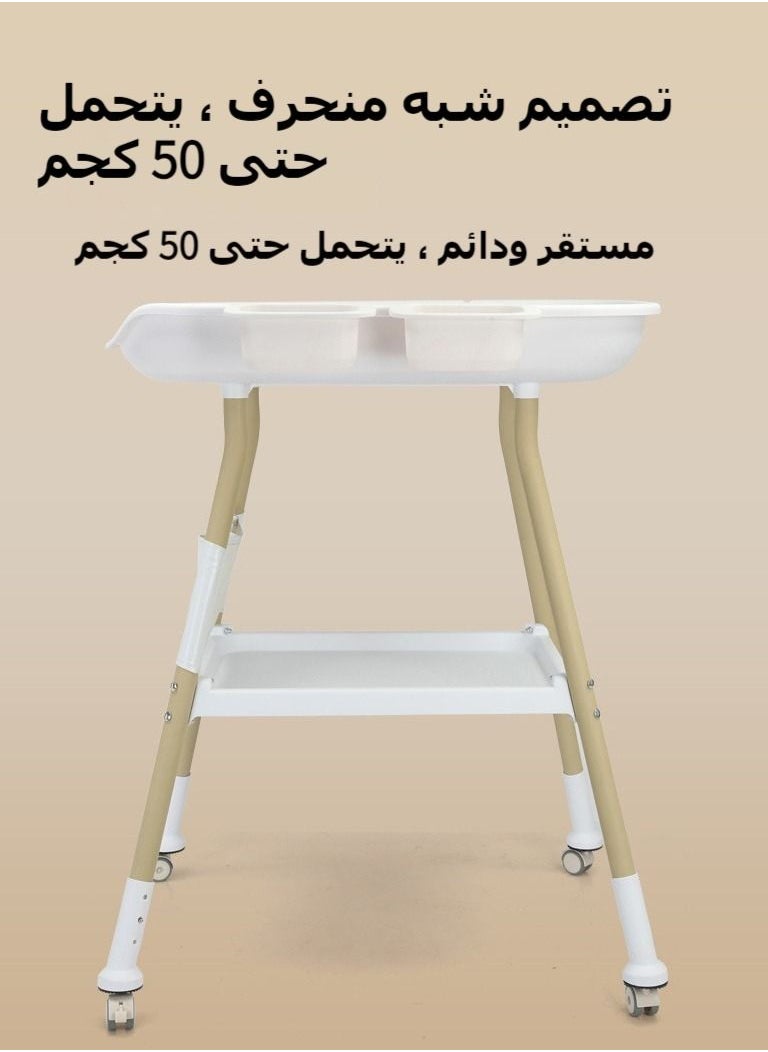 شو وو - طاولة تغيير حفاضات الأطفال الفاخرة مع وسادة تغيير ارتفاعها قابل للتعديل مع منظم حضانة ورف تخزين كبير للأطفال حديثي الولادة والرضع - Image 1