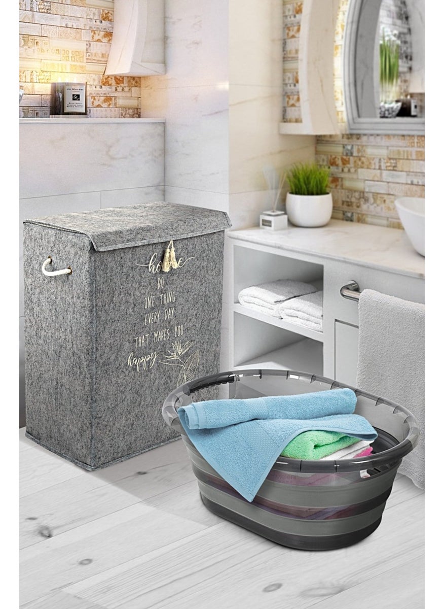 2-Piece Luxury Bathroom Set - Felt Covered Dirty Laundry Basket - Foldable Accordion Laundry Basket - pzsku/Z0FEC445D5286108635DDZ/45/_/1725721926/55993b8b-e009-4e60-a2e5-732985d47321