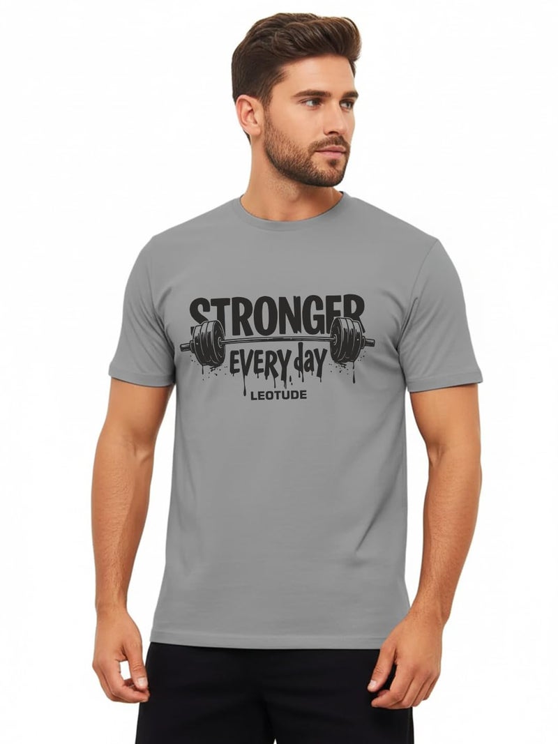 LEOTUDE Mens Polycotton Boxy Regular Fit Printed Half Sleeve Round Neck Combo Dailywear & Gym Tshirts for Man (PO3_39_BLK_Lift_Everyday_RED_Lion_P_Multicolour_L) - Image 2