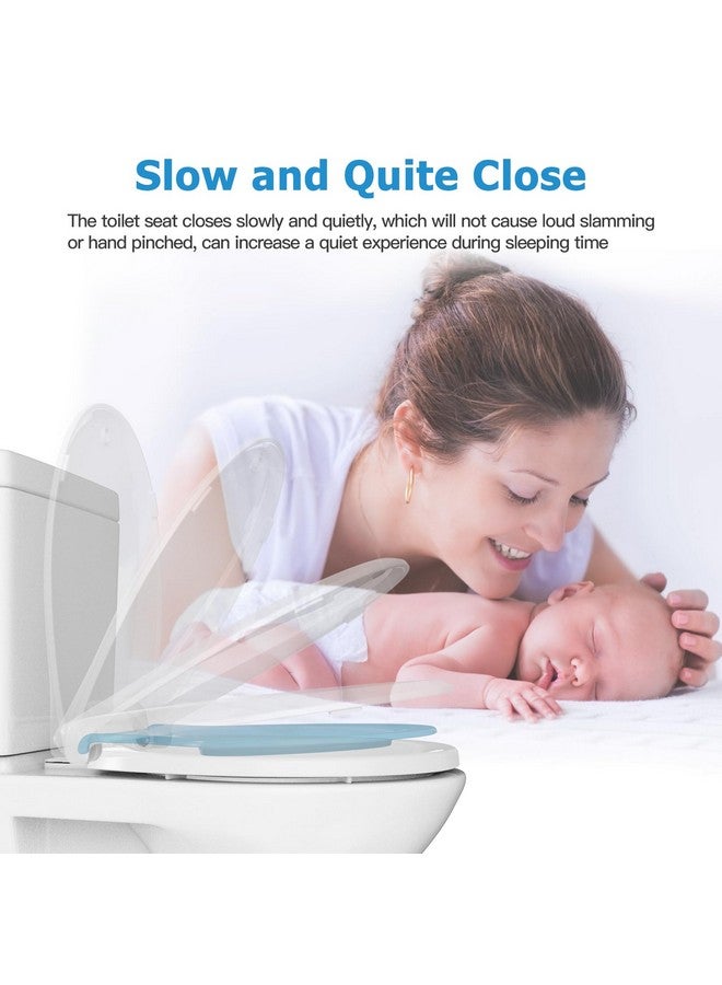GAOMON Toilet Seat, Round Toilet Seat with Toddler Seat Built in, Potty Training Toilet Seat Round Fits Both Adult and Child, with Slow Close and Magnets- white and blue - Image 3
