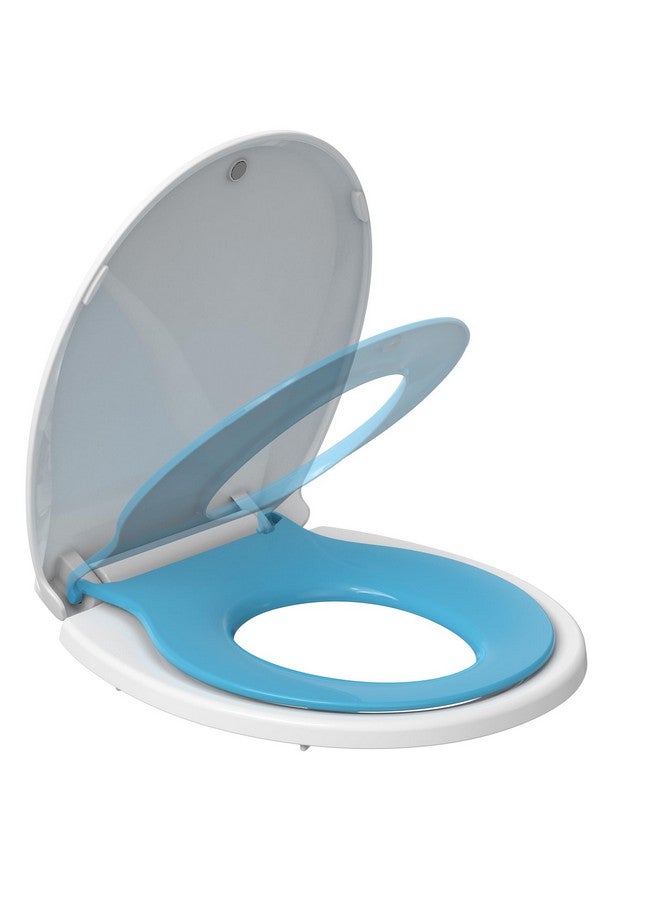 GAOMON Toilet Seat, Round Toilet Seat with Toddler Seat Built in, Potty Training Toilet Seat Round Fits Both Adult and Child, with Slow Close and Magnets- white and blue - Image 1