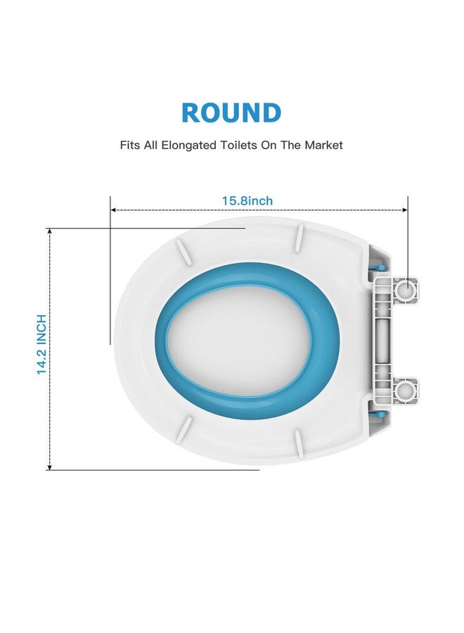GAOMON Toilet Seat, Round Toilet Seat with Toddler Seat Built in, Potty Training Toilet Seat Round Fits Both Adult and Child, with Slow Close and Magnets- white and blue - Image 4