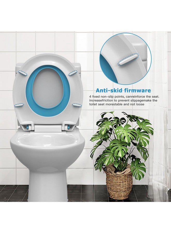 GAOMON Toilet Seat, Round Toilet Seat with Toddler Seat Built in, Potty Training Toilet Seat Round Fits Both Adult and Child, with Slow Close and Magnets- white and blue - Image 2