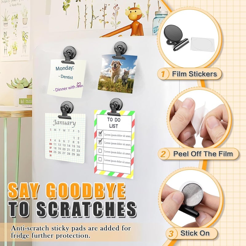 Grtard 12pack Fridge Magnets Refrigerator Magnets Magnetic Clips Heavy Duty Detailed List Display Paper Fasteners on Home Office Teaching Black 12 - Image 2