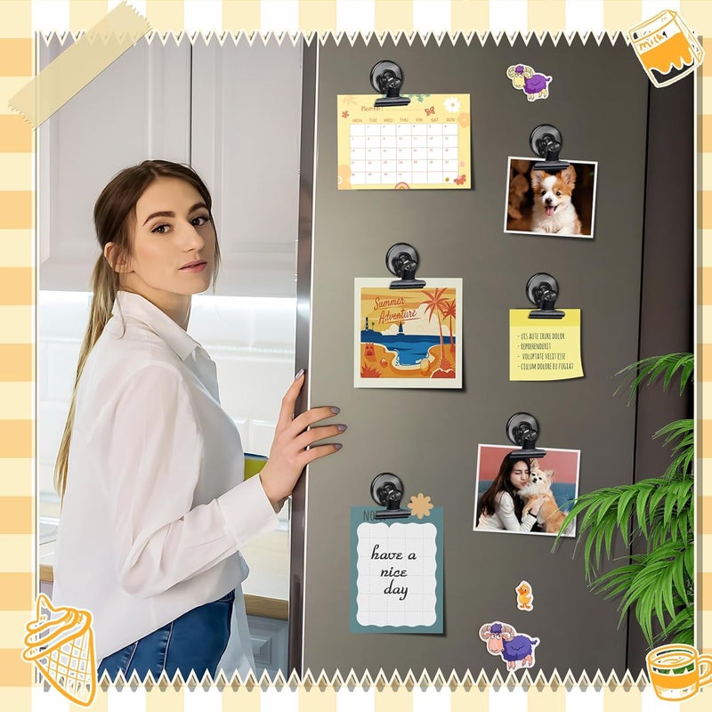 Grtard 12pack Fridge Magnets Refrigerator Magnets Magnetic Clips Heavy Duty Detailed List Display Paper Fasteners on Home Office Teaching Black 12 - Image 3