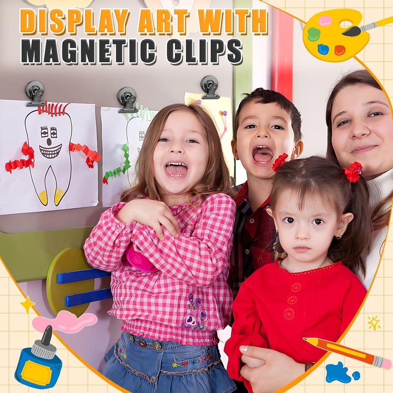 Grtard 12pack Fridge Magnets Refrigerator Magnets Magnetic Clips Heavy Duty Detailed List Display Paper Fasteners on Home Office Teaching Black 12 - Image 4