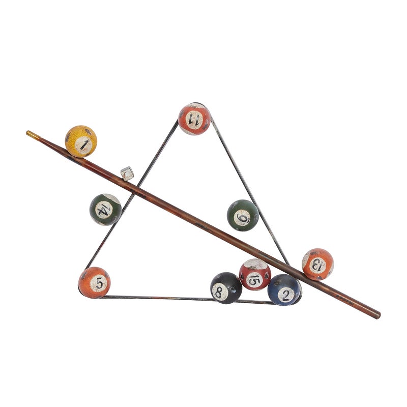 Deco 79 Metal Games Home Wall Decor Pool Wall Sculpture, Wall Art 3" x 30" x 15", Multi Colored - Image 1
