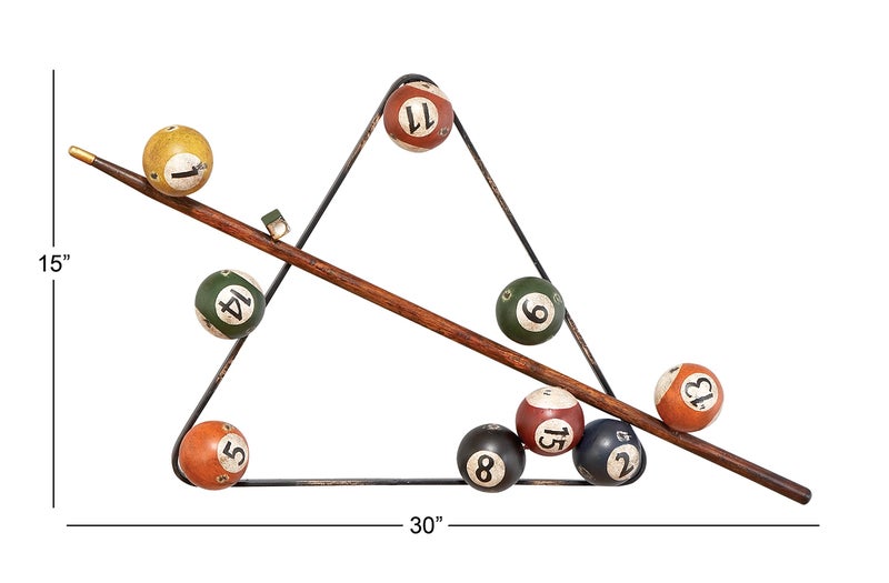 Deco 79 Metal Games Home Wall Decor Pool Wall Sculpture, Wall Art 3" x 30" x 15", Multi Colored - Image 3