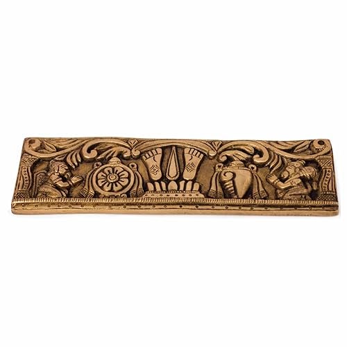 GURU JEE™ Handcrafted Brass Wall Decor Decorative Metal Plate Lord Vishnu Symbol Shankh Chakra Namah Figurines Statue Sculpture for Home Gifts Showpiece - Image 1
