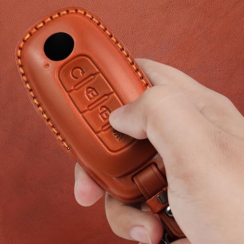 Tukellen for Nissan Key Fob Cover Leather with Keychain Compatible with 2023 2024 Pathfinder Rouge 4Runner Smart Remote (Brown, 4 Buttons) - Image 5