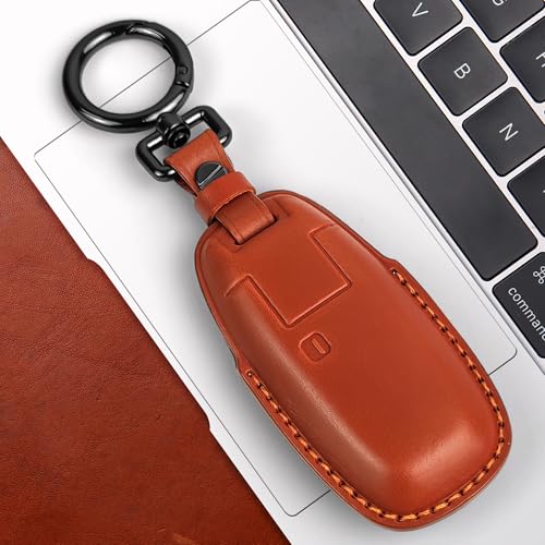 Tukellen for Nissan Key Fob Cover Leather with Keychain Compatible with 2023 2024 Pathfinder Rouge 4Runner Smart Remote (Brown, 4 Buttons) - Image 4