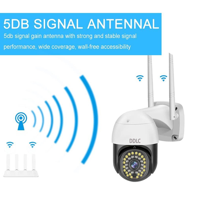 DDLC WiFi 1080P PTZ Wireless Multiple IRs WiFi Camera Surveillance Outdoor, for Home, PTZ, 360° Tilt, Motion Tracking, IP66 Weatherproof, 2-Way Audio, Security Camera(Black ptz) - Image 4