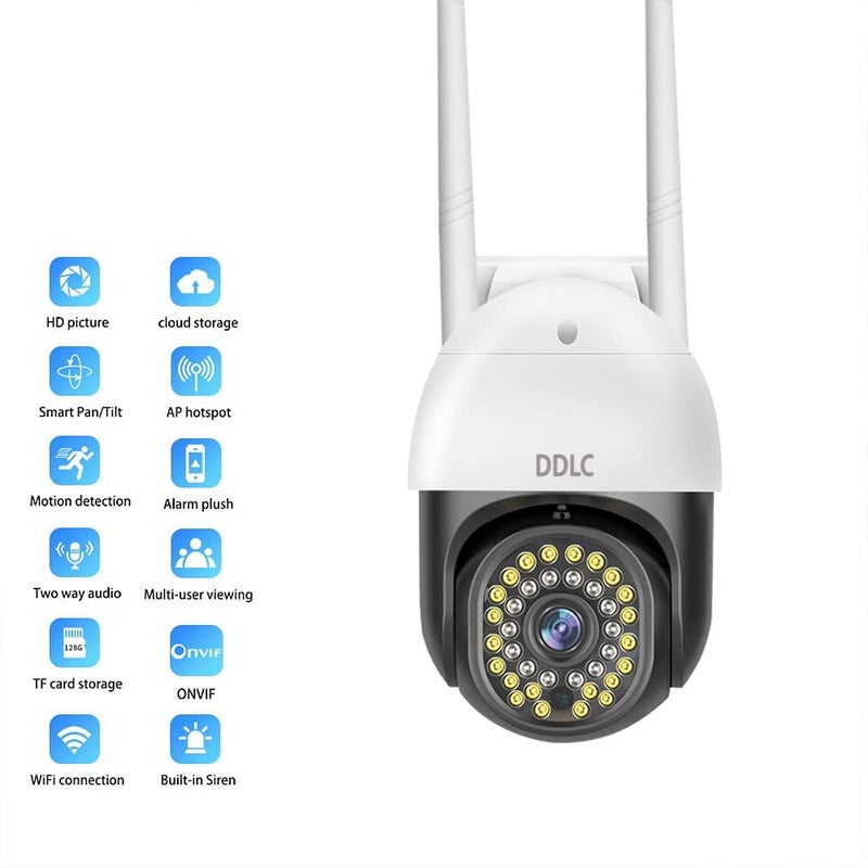 DDLC WiFi 1080P PTZ Wireless Multiple IRs WiFi Camera Surveillance Outdoor, for Home, PTZ, 360° Tilt, Motion Tracking, IP66 Weatherproof, 2-Way Audio, Security Camera(Black ptz) - Image 3