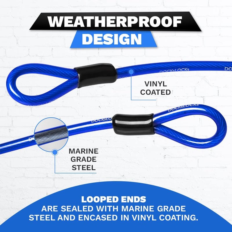 DocksLocks Anti-Theft Weatherproof Straight Security Cable with Reinforced Looped Ends - 10ft - Image 4