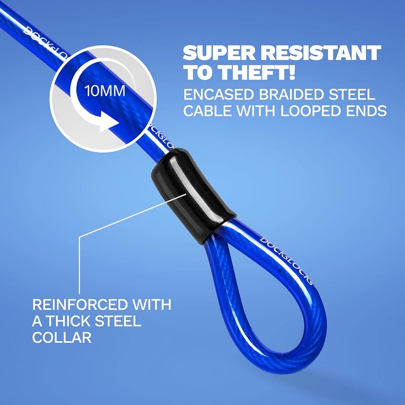 DocksLocks Anti-Theft Weatherproof Straight Security Cable with Reinforced Looped Ends - 10ft - Image 3