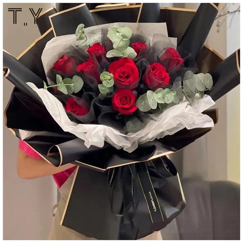 Zarwani Waterproof Plain Golden Border Gift Wrapping Paper Sheet | Especially for Gifts | Korean Style Bouquet Wrap Sheets, Birthday Gift Arts & Crafts. Mix Randome colour(Pack of 10) - Image 5