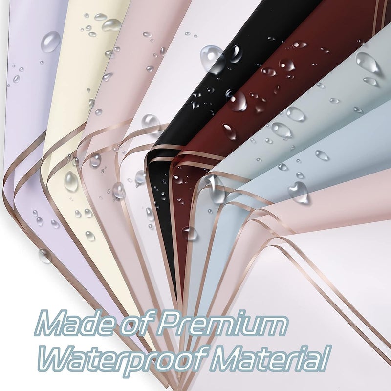 Zarwani Waterproof Plain Golden Border Gift Wrapping Paper Sheet | Especially for Gifts | Korean Style Bouquet Wrap Sheets, Birthday Gift Arts & Crafts. Mix Randome colour(Pack of 10) - Image 4