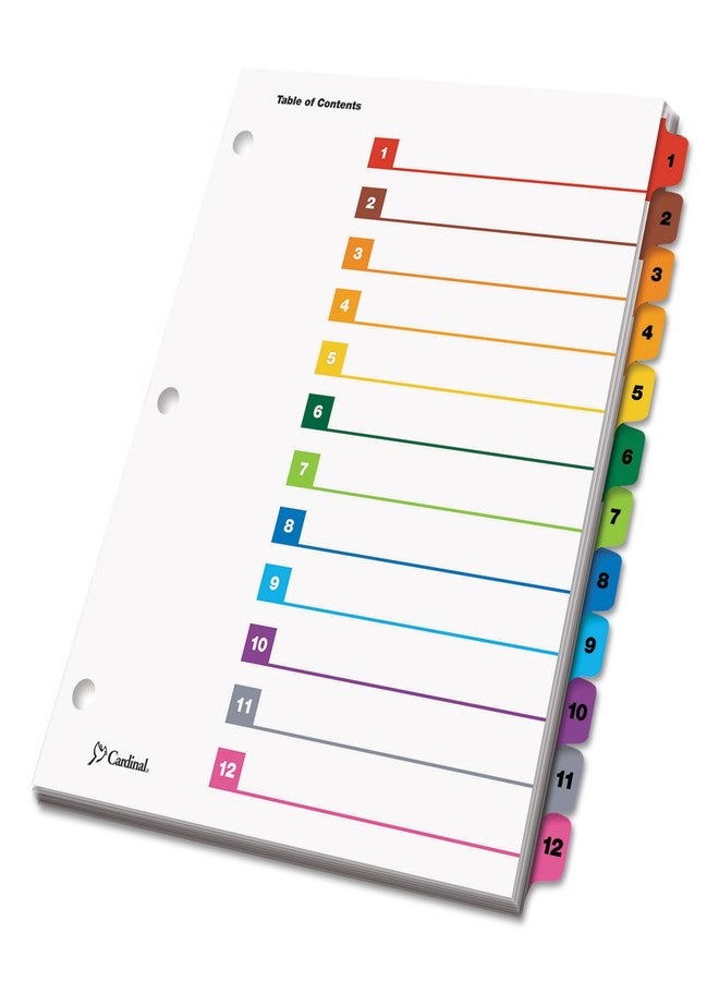 Cardinal Tops Cardinal 12-Tab Numbered Binder Dividers, OneStep Index System for 3 Ring Binders, Tabs Numbered 1-12, Reverisble Multicolor Tabs, 1 Set (61218) - Image 2