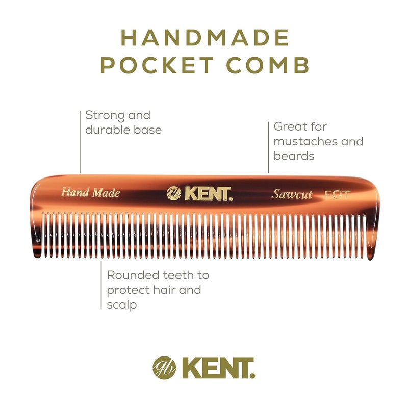 Kent A FOT Handmade Pocket Comb for Men, Women and Kids, All Fine Tooth Hair Comb Straightener for Everyday Grooming and Styling Hair, Beard and Mustache, Saw Cut and Hand Polished, Made in England - Image 4