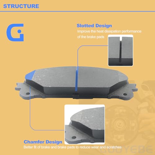 GuuYebe Front Brake Pads Kit,For Toyota 2020-2024 Sienna Camry Highlander Crown RAV4 Prime Grand Highlander bZ4X Avalon 2025 Crown Signia,For Lexus 2010-2023 RX350,For Subaru 2023 Solterra,D1324 - Image 2