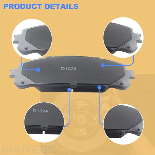 GuuYebe Front Brake Pads Kit,For Toyota 2020-2024 Sienna Camry Highlander Crown RAV4 Prime Grand Highlander bZ4X Avalon 2025 Crown Signia,For Lexus 2010-2023 RX350,For Subaru 2023 Solterra,D1324 - Image 5