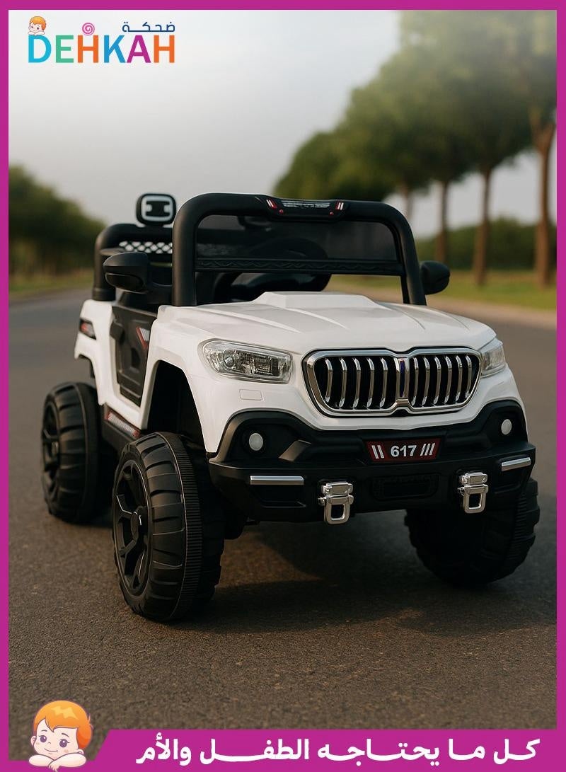 ضحكة  سيارة جيب كهربائية للأطفال مع جهاز تحكم عن بُعد من DEHKAH – مقعدين، بطارية 6 فولت، أضواء LED، موسيقى، وتحكم أبوي – للأعمار من 2 إلى 7 سنوات - Image 1