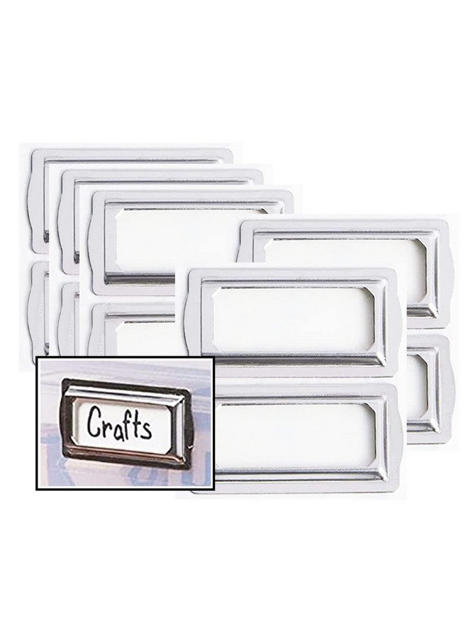 wootile Self Adhesive Metal Bookplates For Books Cards 10Pcs Horizontal Clip Label Holdersmetal Drawer Tag Label Holder Silver Bookplates Metal Frame For Office Library Book File Cabinet Card Tag Label Plate  - Image 1