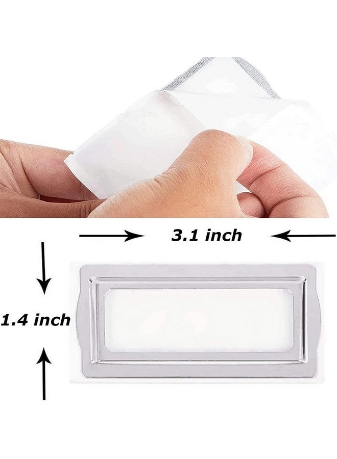 wootile Self Adhesive Metal Bookplates For Books Cards 10Pcs Horizontal Clip Label Holdersmetal Drawer Tag Label Holder Silver Bookplates Metal Frame For Office Library Book File Cabinet Card Tag Label Plate  - Image 2