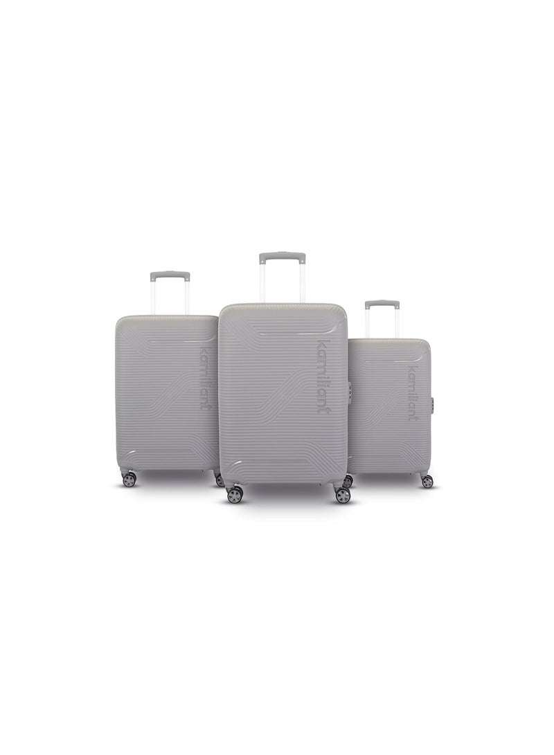 Kamiliant 3PC KAM Double 8 Spinner Wheels Hard Shell Suitcase Nexus DW Set Light Gry,Grey, Small, Medium and Large, 79 cm
