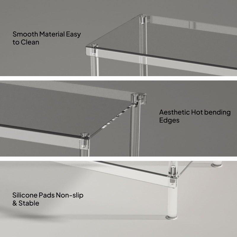 Aquiver 3-Tier Acrylic Shoe Rack - Modern Shoe Rack for Closet - Shoe Storage Organizer for Entryway, Bedroom, Living Room - 32.3'' L x 11.8'' W x 20.3'' H, Holds 12-16 Pairs of Shoes, Easy to Clean - Image 4