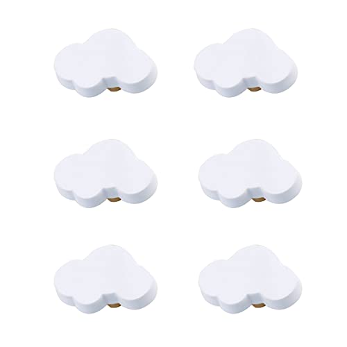 Skyscraper Cartoon Shape Soft Rubber Knobs for Kids Girls Boys Cabinet Handle pulls Drawer Knobs for Kids Room Cabinets Closets Toy Organizer Box Bookcase 6pcs/Set (Cloud, White) - Image 1