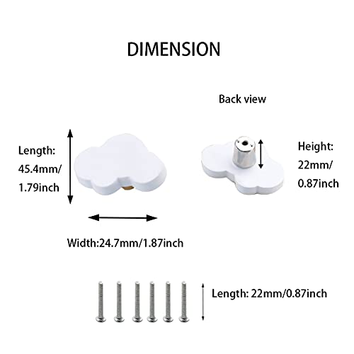 Skyscraper Cartoon Shape Soft Rubber Knobs for Kids Girls Boys Cabinet Handle pulls Drawer Knobs for Kids Room Cabinets Closets Toy Organizer Box Bookcase 6pcs/Set (Cloud, White) - Image 2