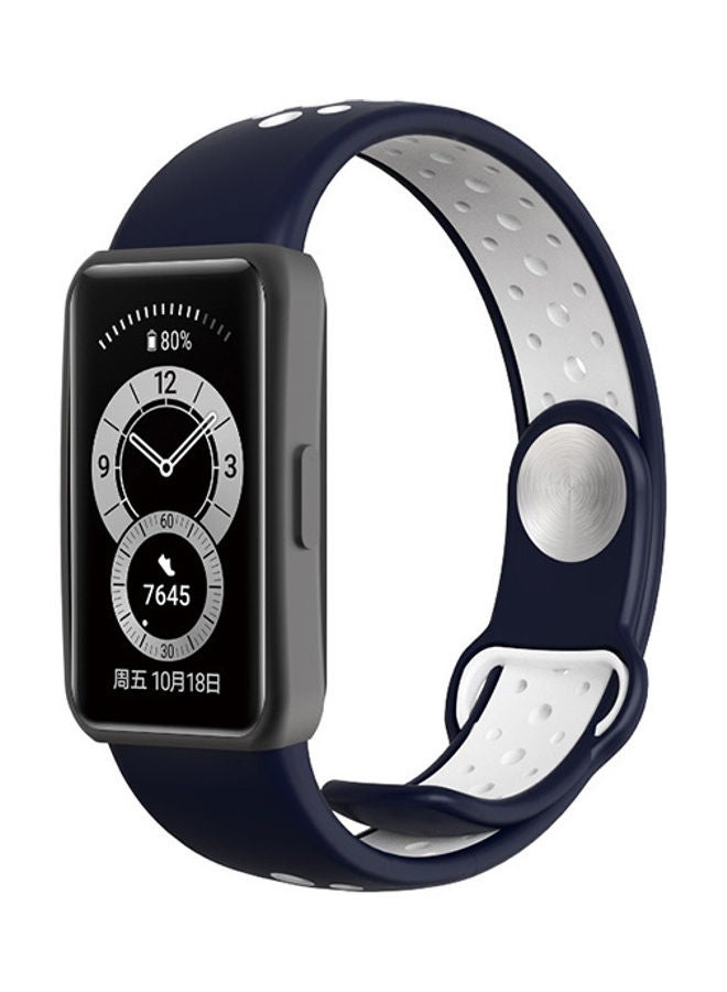 NIBEMINENT Replacement Strap For Huawei Band 6 Blue/White - Image 1